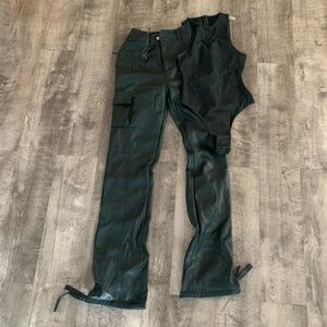 Maniere De Voir leather pants and bodysuit set